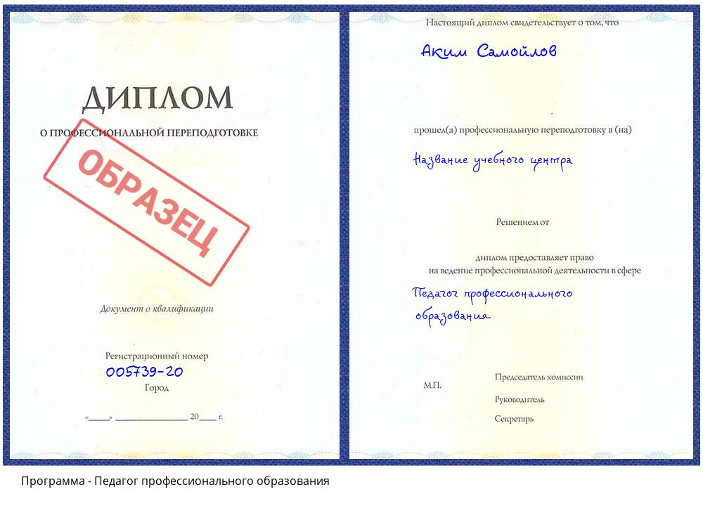Педагог профессионального образования Верхняя Пышма